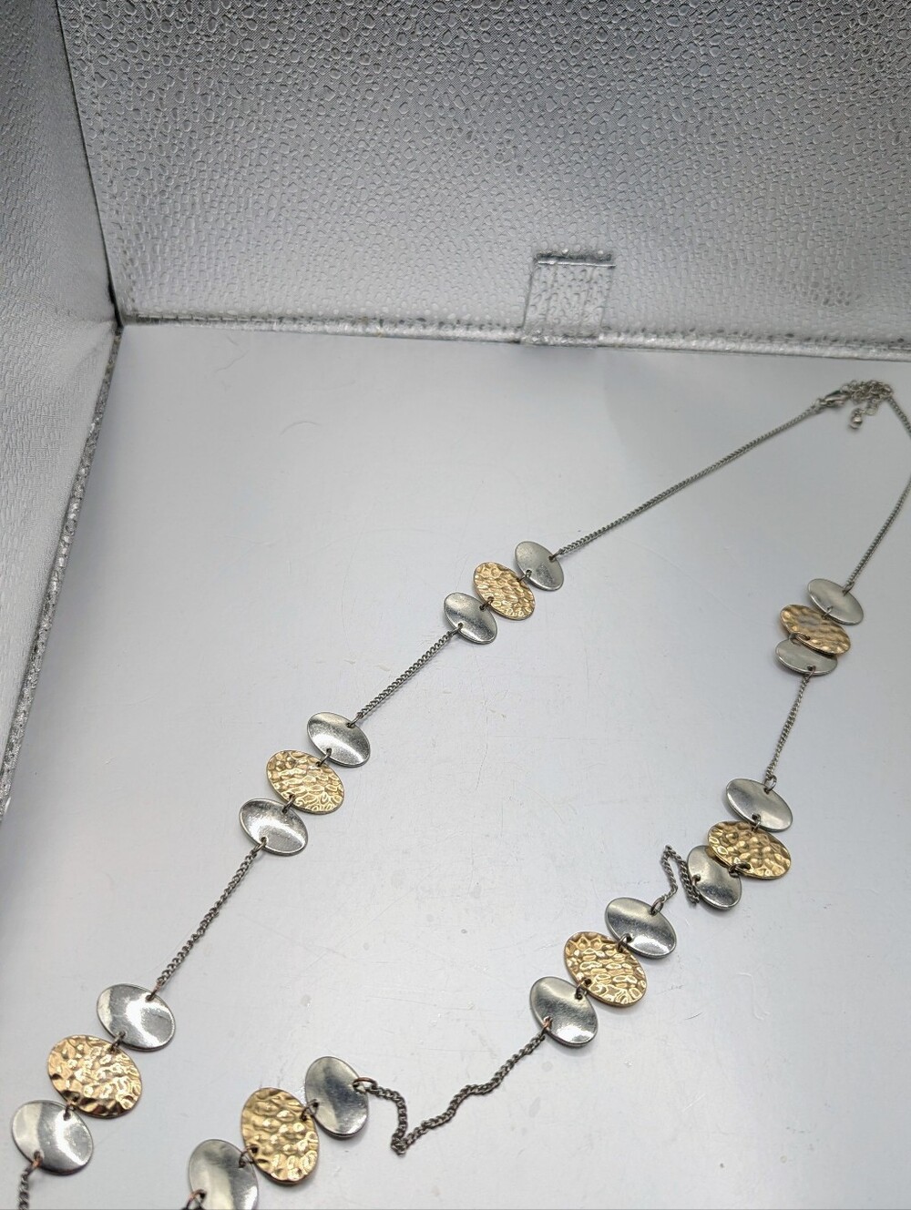 Two Tone Metal Necklace 30 +"
